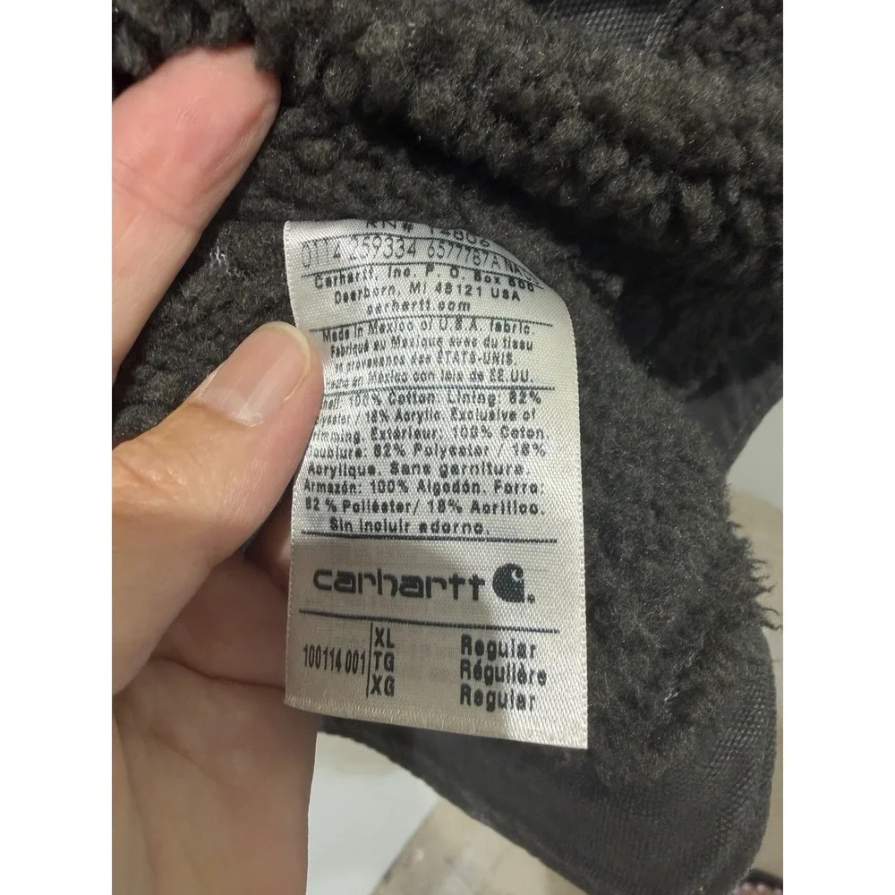 Carhartt Fleece-Lined Hooded Vest Black Snaps Pockets Men's Size XL Regular
